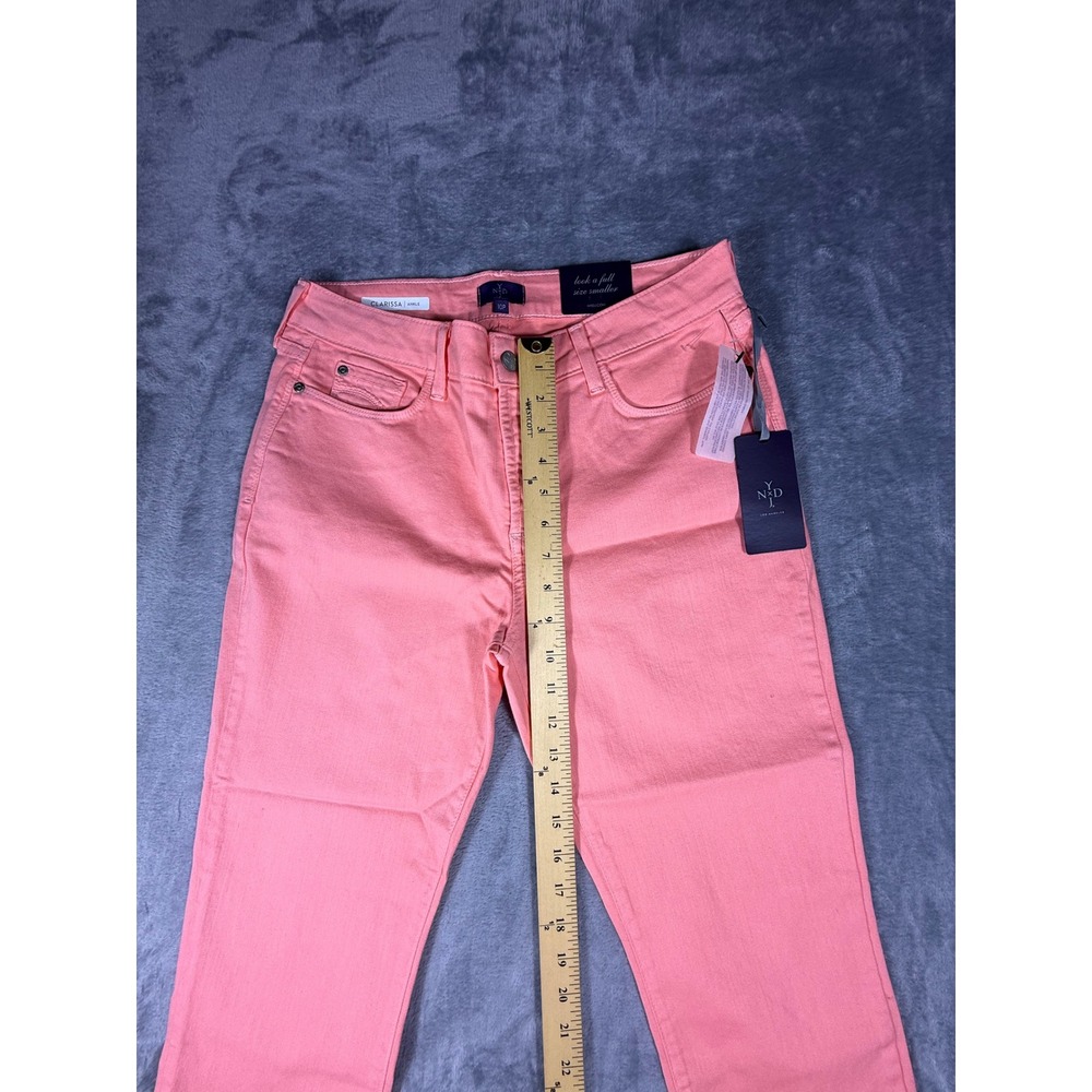 NYDJ Clarissa Ankle Skinny Jeans Bright Coral Pink Womens Size 10P Petite NWT - Picture 5 of 14